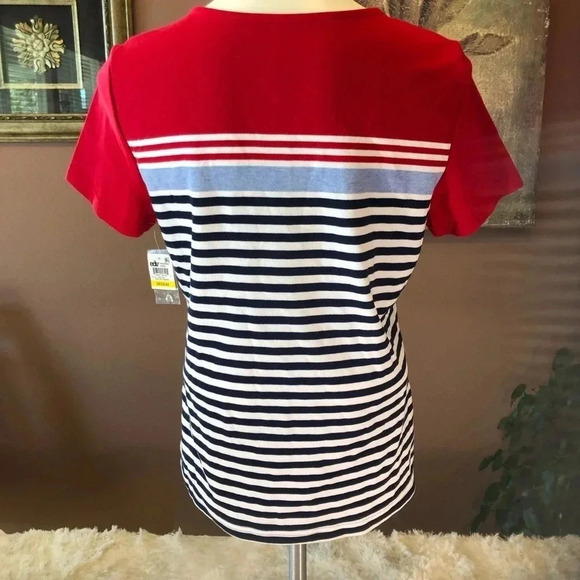 Karen Scott Short Sleeve Striped Top - Picture 2 of 5